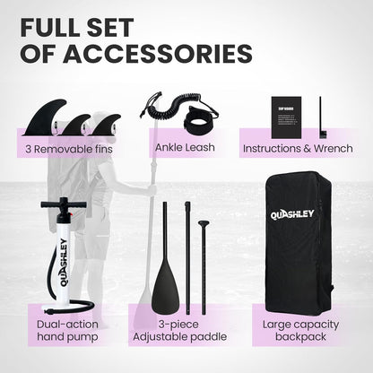 Quashley Classic Color Blocking Series All-Round 10.5'×34" Inflatable Stand Up Paddle Board Set(Purple)