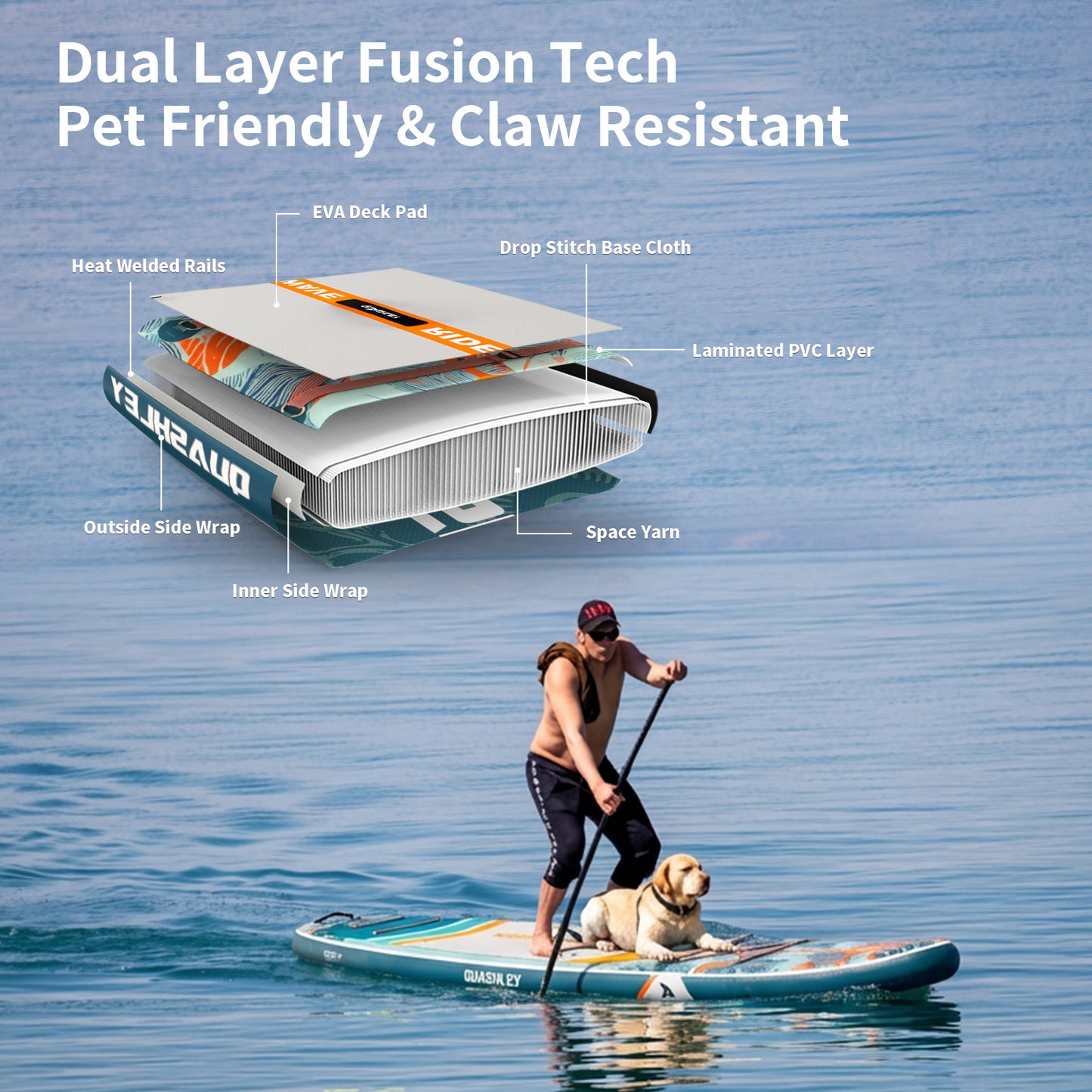Quashley - Inflatable Paddle Board 11'×34" with All Premium Paddle Board Accessories,Inflatable SUP for Adults
