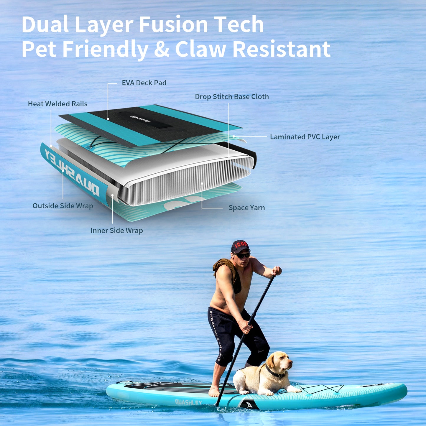 Quashley - Inflatable Paddle Board 11'×34" with All Premium Paddle Board Accessories,Inflatable SUP for Adults