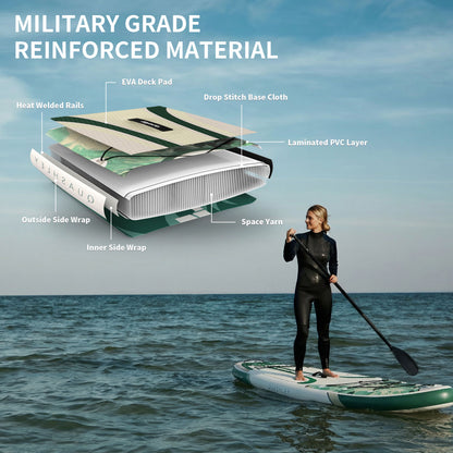 Quashley - Inflatable Paddle Board 11'×34" with All Premium Paddle Board Accessories,Inflatable SUP for Adults