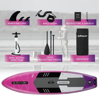 Quashley - Inflatable Paddle Board 11'×34" with All Premium Paddle Board Accessories,Inflatable SUP for Adults