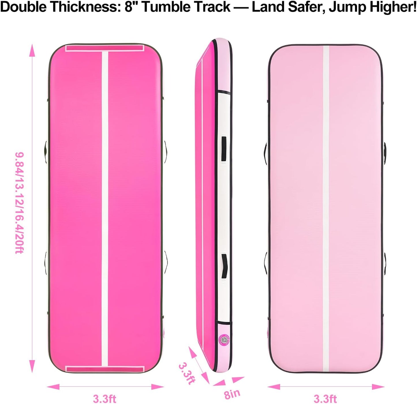 EGGORY Tumble Track, Inflatable Tumbling Mat,Tumble Track Mats for Gymnastics, and Tumble Track with 8 Inches Thickness for Home, Training, Cheerleading, Yoga, Water with Pump
