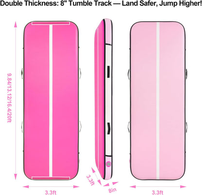 EGGORY Tumble Track, Inflatable Tumbling Mat,Tumble Track Mats for Gymnastics, and Tumble Track with 8 Inches Thickness for Home, Training, Cheerleading, Yoga, Water with Pump