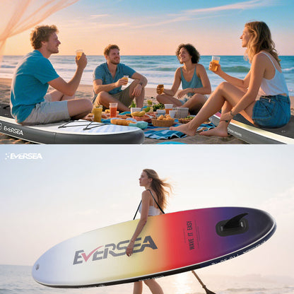 MSEASFREE 10' Inflatable Stand up Paddle Board,with Premium SUP Paddle Board Accessories,Non-Slip Comfort Deck for Youth & Adults