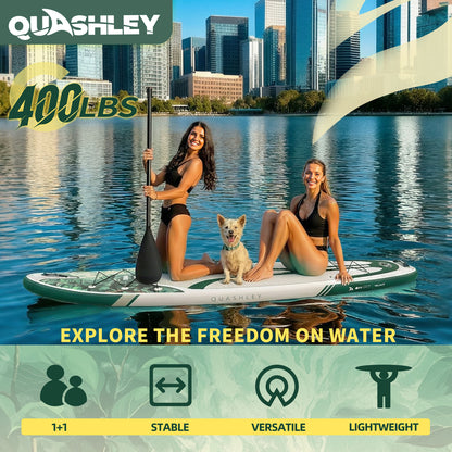 Quashley - Inflatable Paddle Board 11'×34" with All Premium Paddle Board Accessories,Inflatable SUP for Adults