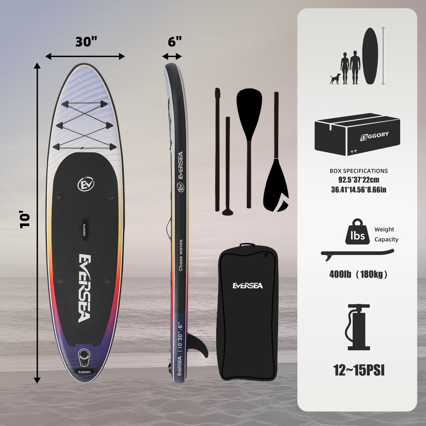 MSEASFREE Inflatable Stand up Paddle Board 10 ft All-Purpose Inflatable Paddleboard with Full SUP Accessories