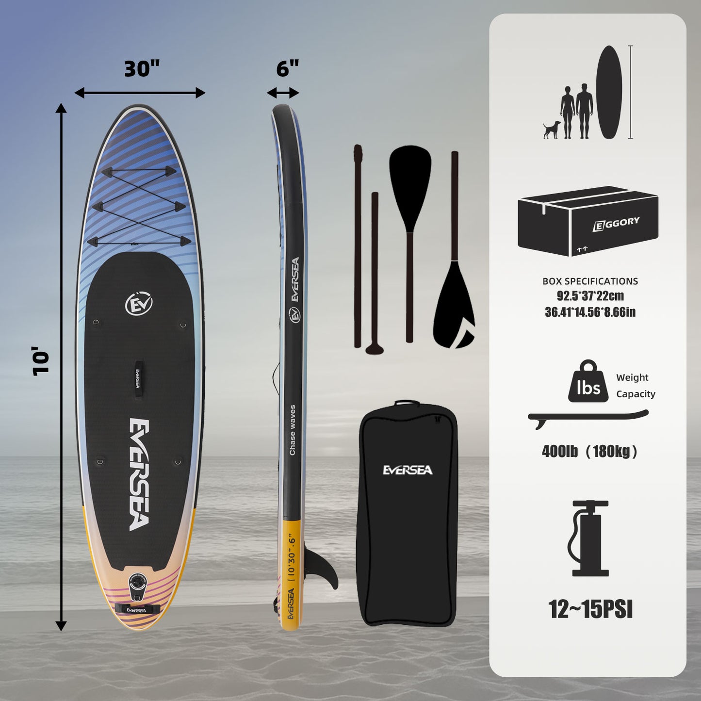 MSEASFREE Inflatable Stand up Paddle Board, 10ft Paddle Boards with Premium SUP Accessories