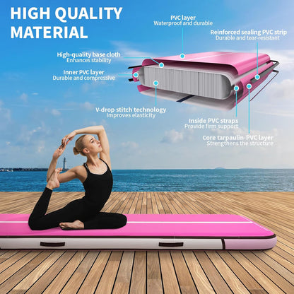 EGGORY Tumble Track, Inflatable Tumbling Mat,Tumble Track Mats for Gymnastics, and Tumble Track with 8 Inches Thickness for Home, Training, Cheerleading, Yoga, Water with Pump