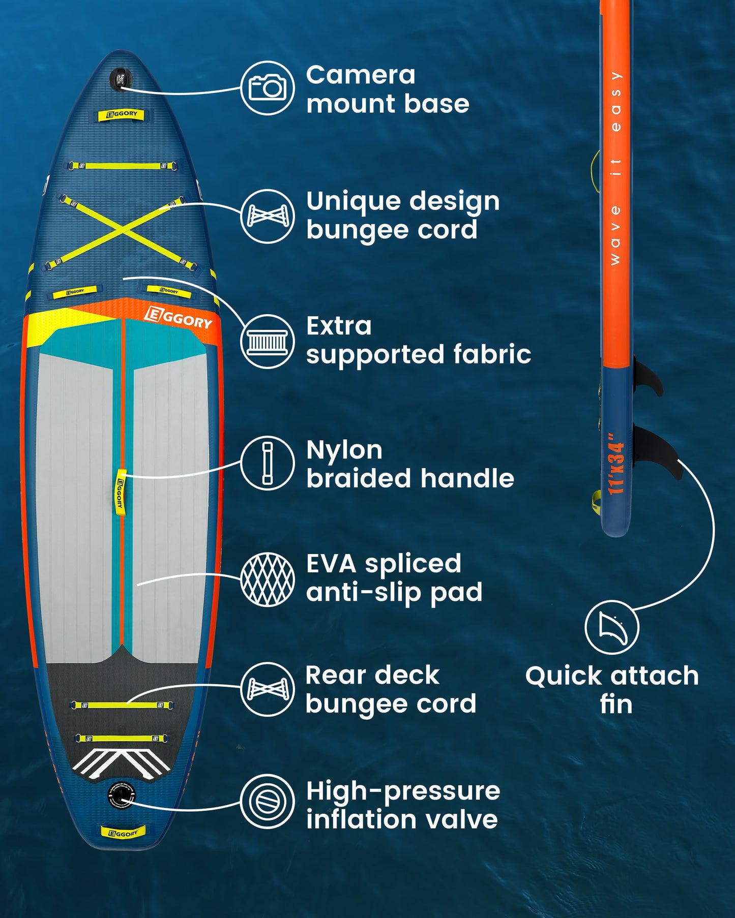 Inflatable Stand Up Paddle Boards 11'x34"x6"with Premium SUP Paddle Board Accessories, Wide Stable Design, Anti-Slip Comfort Deck for Water sports for Youth & Adults