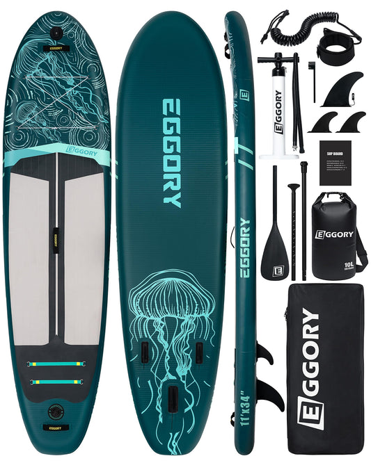 Inflatable Stand Up Paddle Boards 11'x34"x6"with Premium SUP Paddle Board Accessories, Wide Stable Design, Anti-Slip Comfort Deck for Water sports for Youth & Adults