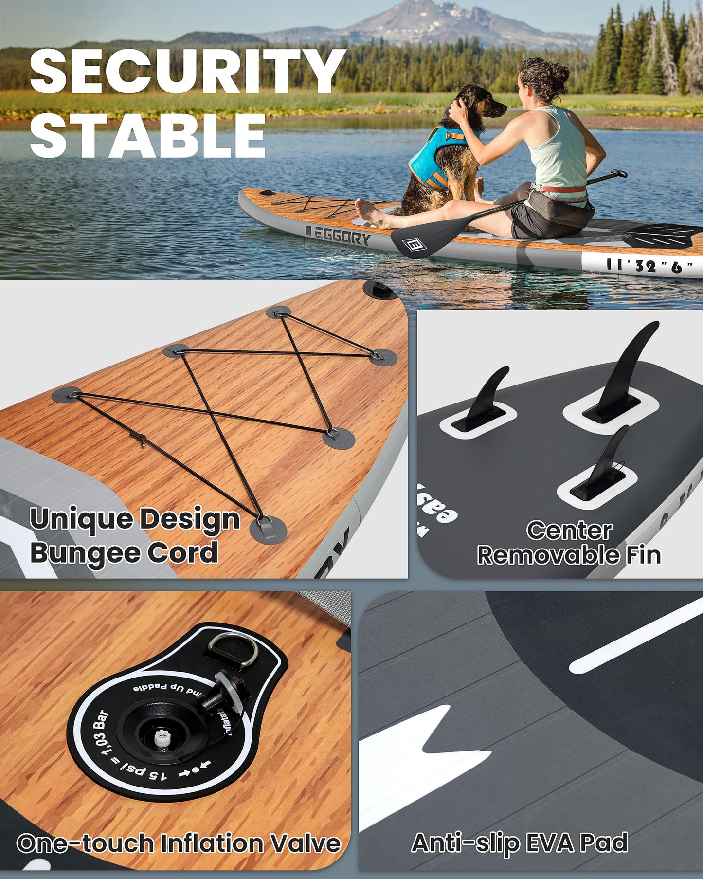 Inflatable Stand Up Paddle Boards 11'x32"x6"with Premium SUP Paddle Board Accessories, Wide Stable Design, Anti-Slip Comfort Deck for Water sports for Youth & Adults