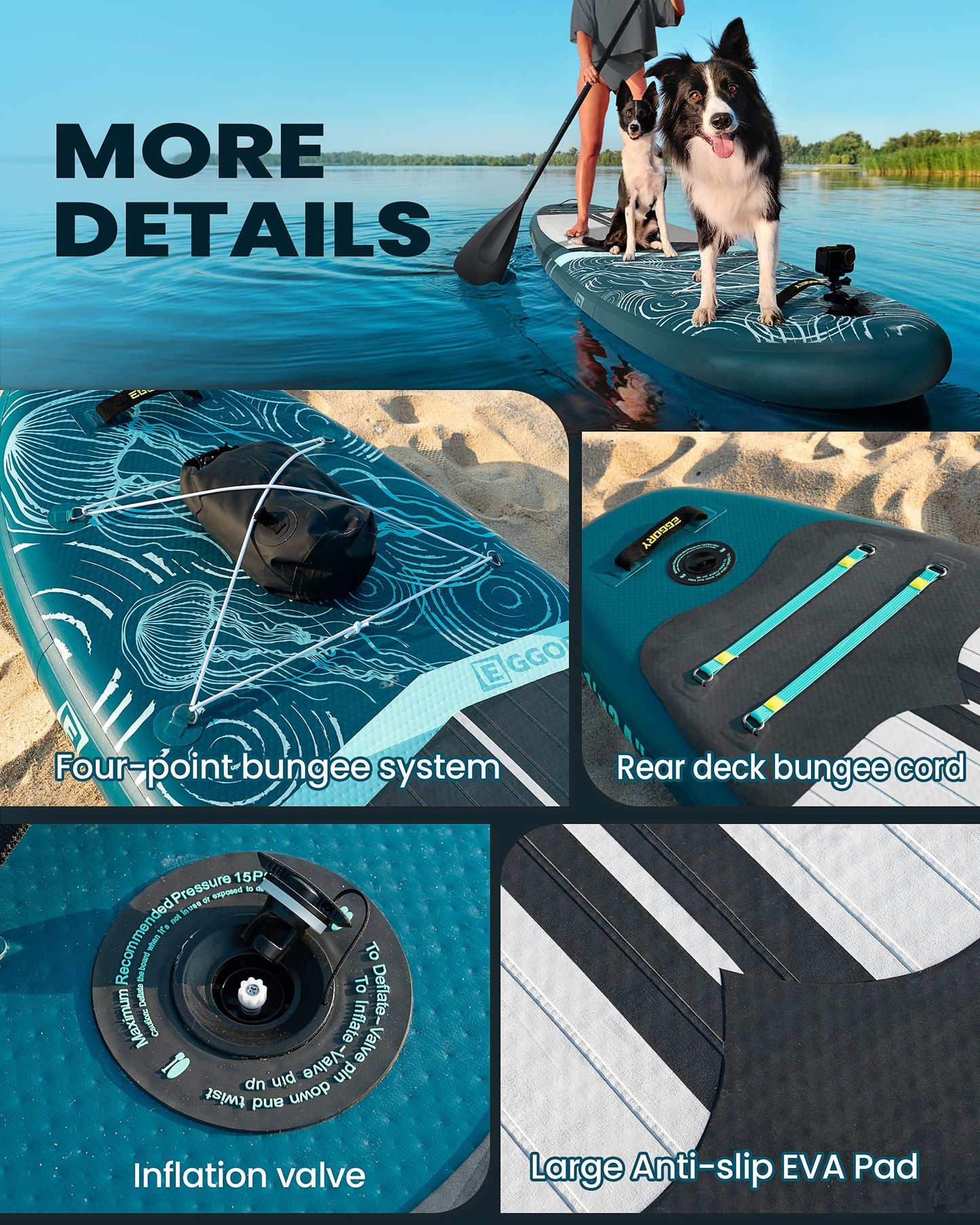 Inflatable Stand Up Paddle Boards 11'x34"x6"with Premium SUP Paddle Board Accessories, Wide Stable Design, Anti-Slip Comfort Deck for Water sports for Youth & Adults