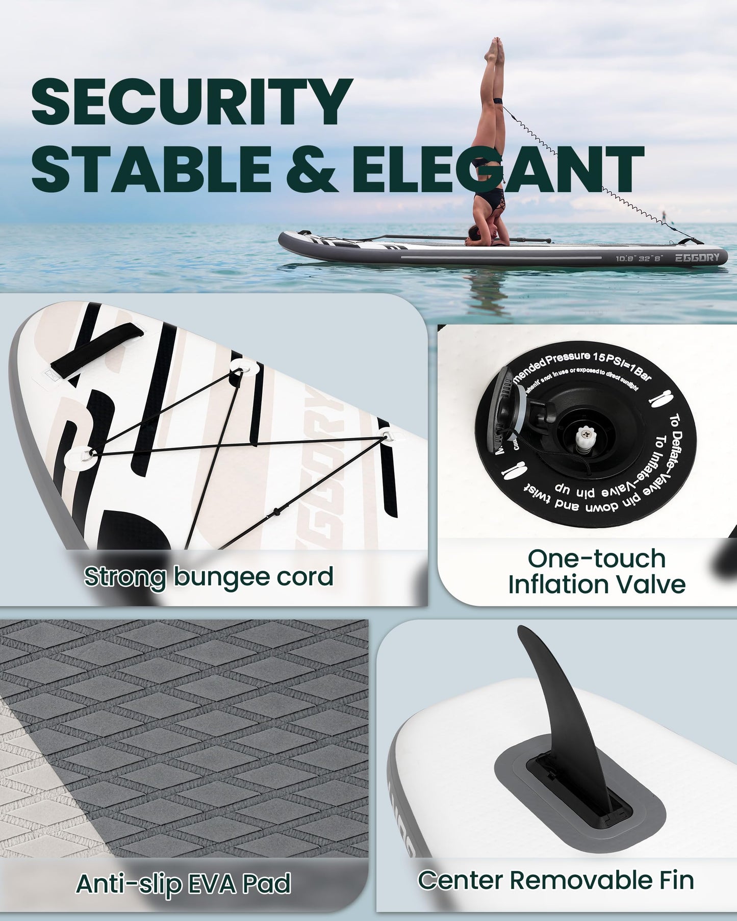 Inflatable Stand Up Paddle Boards 10'8"x32"x6"with Premium SUP Paddle Board Accessories, Wide Stable Design, Anti-Slip Comfort Deck for Water sports for Youth & Adults