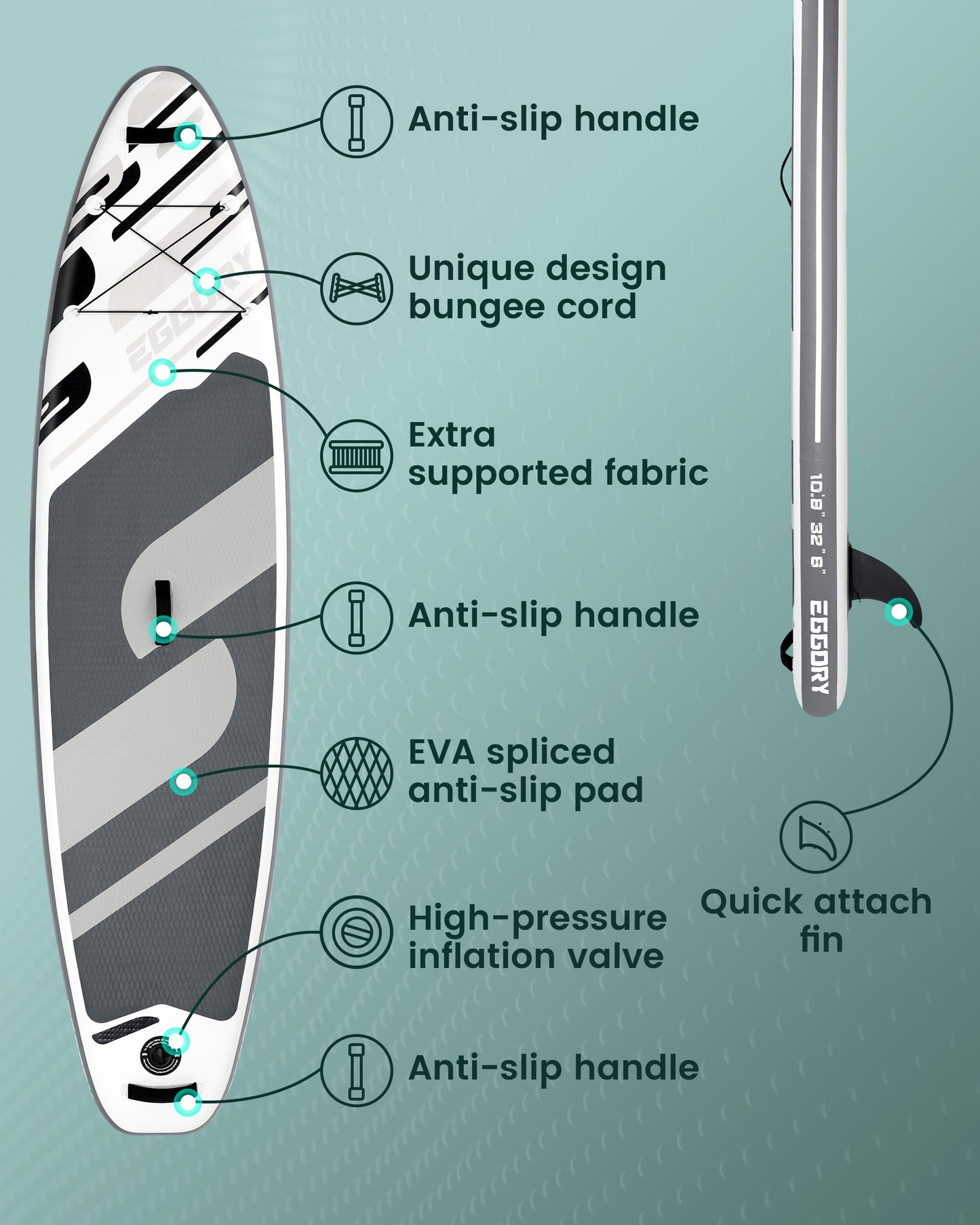 Inflatable Stand Up Paddle Boards 10'8"x32"x6"with Premium SUP Paddle Board Accessories, Wide Stable Design, Anti-Slip Comfort Deck for Water sports for Youth & Adults