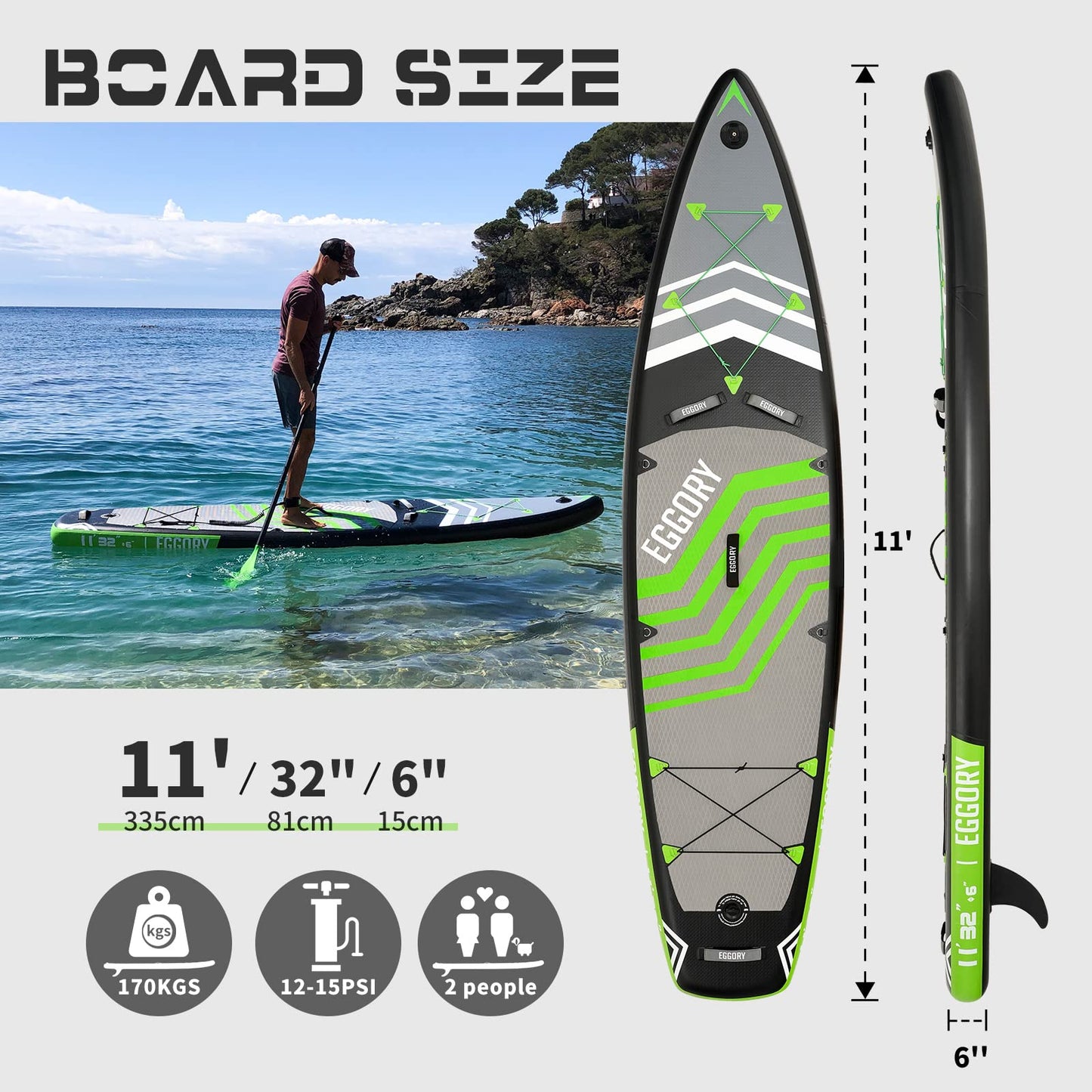 Inflatable Stand Up Paddle Boards 11' x 33'' x 6''with Premium SUP Paddle Board Accessories, Wide Stable Design, Anti-Slip Comfort Deck for Water sports for Youth & Adults