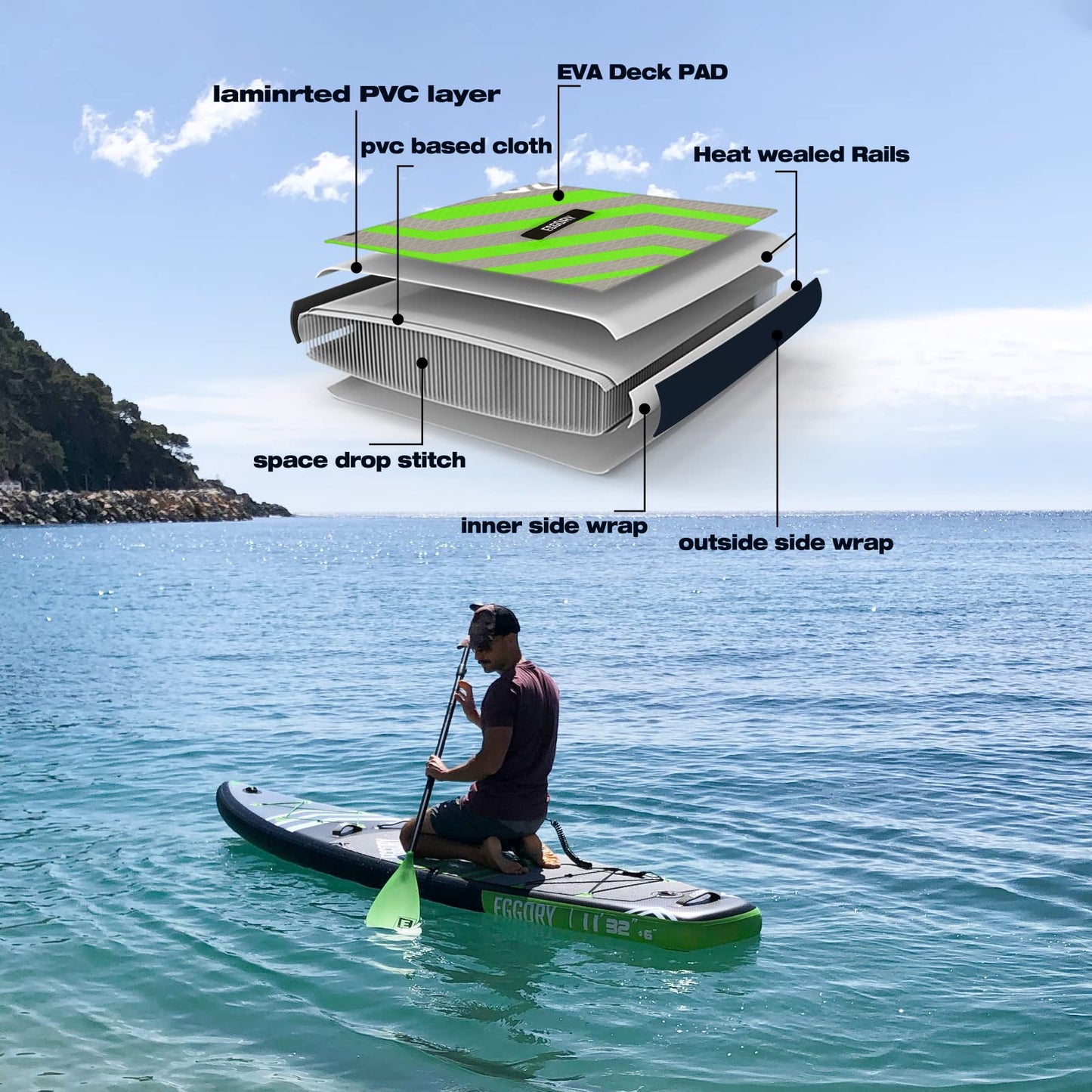 Inflatable Stand Up Paddle Boards 11' x 33'' x 6''with Premium SUP Paddle Board Accessories, Wide Stable Design, Anti-Slip Comfort Deck for Water sports for Youth & Adults