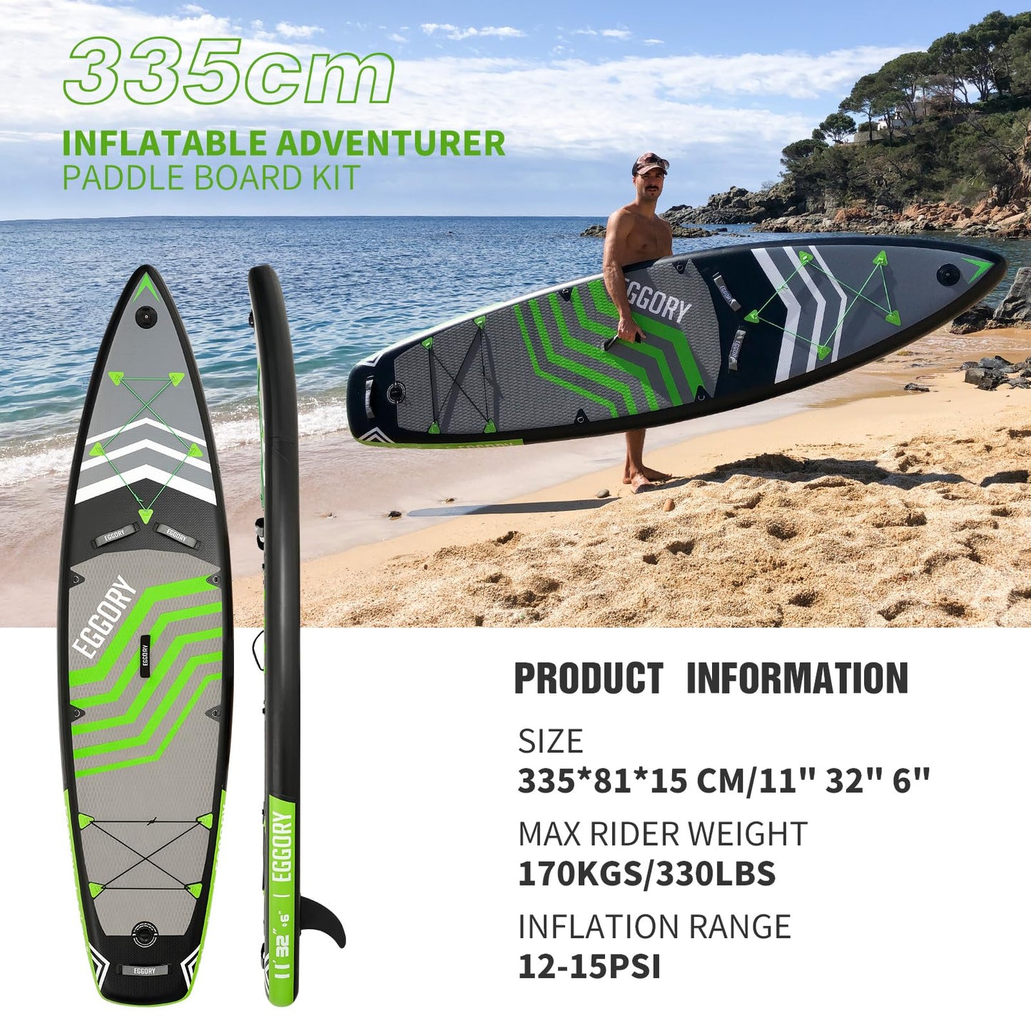 Inflatable Stand Up Paddle Boards 11' x 33'' x 6''with Premium SUP Paddle Board Accessories, Wide Stable Design, Anti-Slip Comfort Deck for Water sports for Youth & Adults