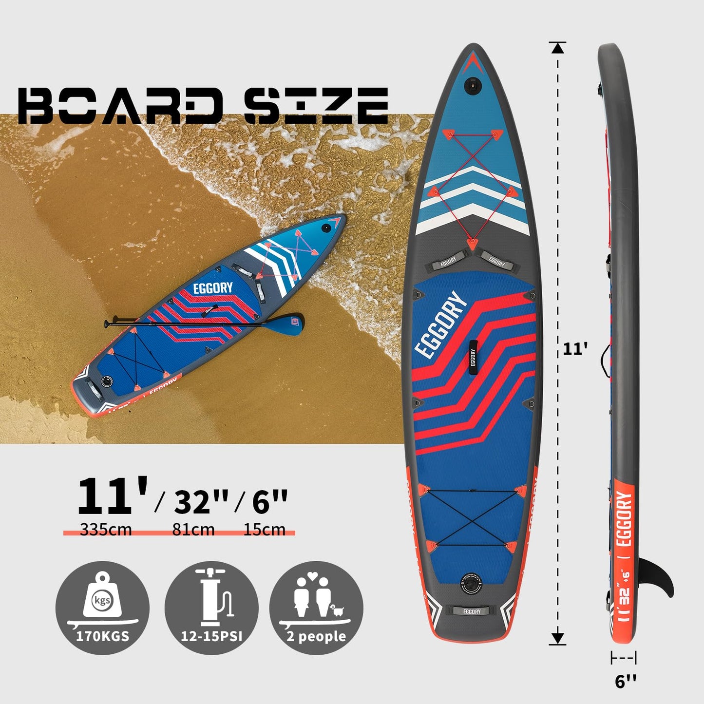 Inflatable Stand Up Paddle Boards 11' x 33'' x 6''with Premium SUP Paddle Board Accessories, Wide Stable Design, Anti-Slip Comfort Deck for Water sports for Youth & Adults