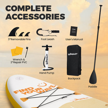 Quashley - Inflatable Paddle Board 11'×34" with All Premium Paddle Board Accessories,Inflatable SUP for Adults