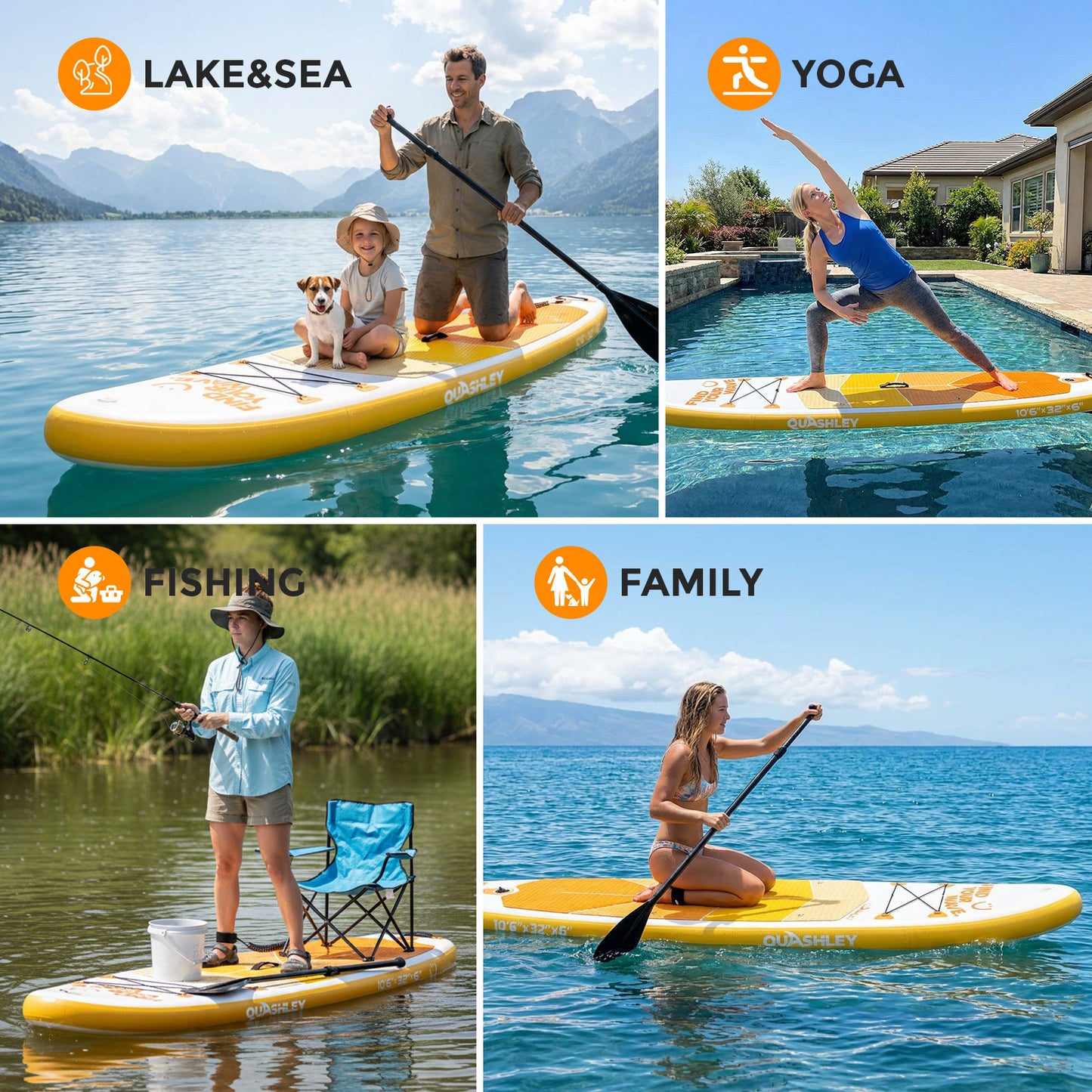 Quashley - Inflatable Paddle Board 11'×34" with All Premium Paddle Board Accessories,Inflatable SUP for Adults
