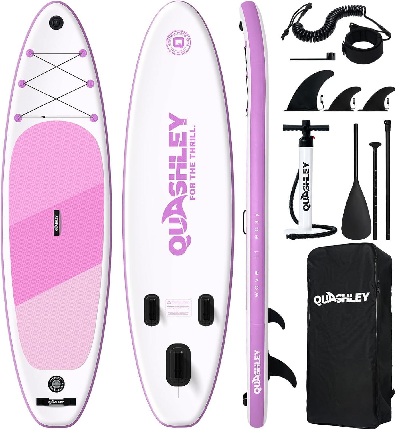Quashley Classic Color Blocking Series All-Round 10.5'×34" Inflatable Stand Up Paddle Board Set(Purple)
