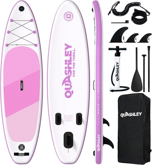 Quashley Classic Color Blocking Series All-Round 10.5'×34" Inflatable Stand Up Paddle Board Set(Purple)