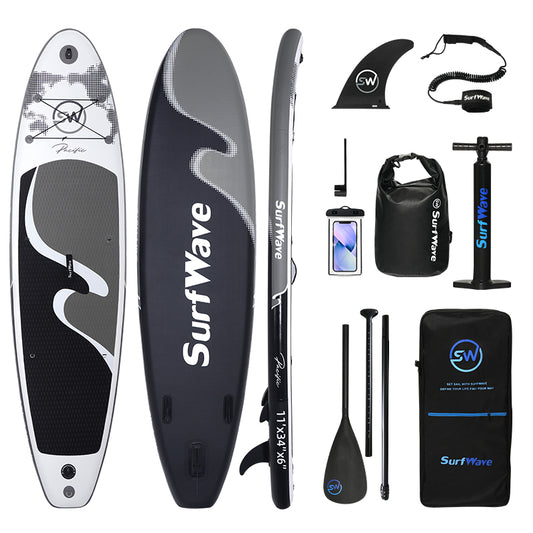 Inflatable Paddle Board Stand Up Surfboard 11'x34"x6" with full SUP Premium Accessories